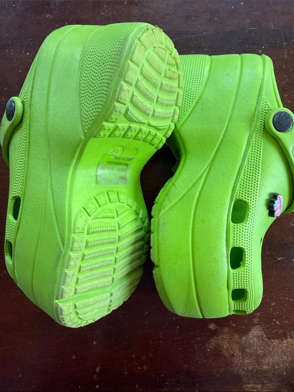 CROCS Women's Neon Lime Green Platform Clogs